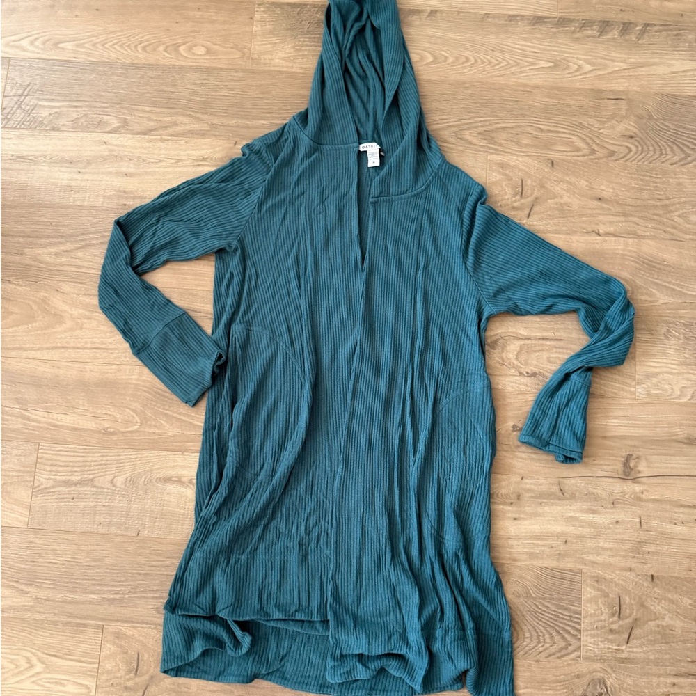 Athleta Teal Hooded Cardigan mid length